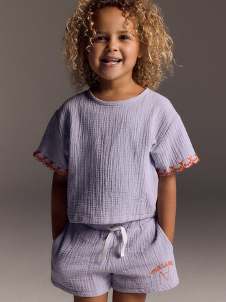 Alix the label alix mini - embroidered sleeves top lilac