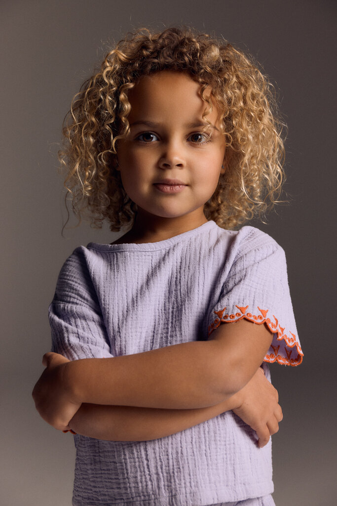 Alix the label alix mini - embroidered sleeves top lilac