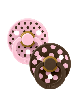 Bibs BIBS Pacifier Studio Colour 2 PACK Polka Latex Baby Pink/Mocha