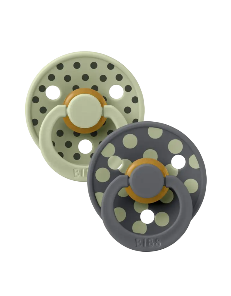 Bibs BIBS Pacifier Studio Colour 2 PACK Polka Latex Sage/Iron