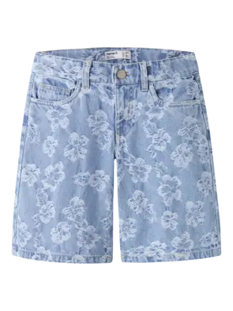 Name It Name it - Shorts Light Blue Denim FLOWERS