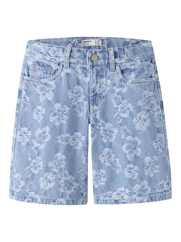 Name It Name it - Shorts Light Blue Denim FLOWERS