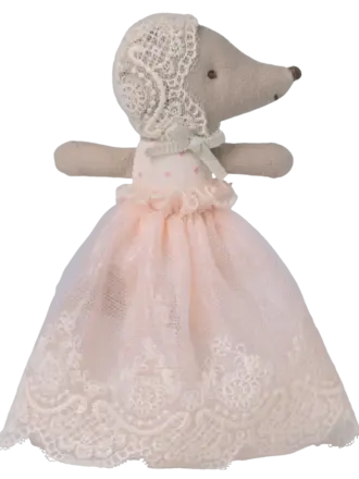 Maileg Maileg - baby mouse in gown powder