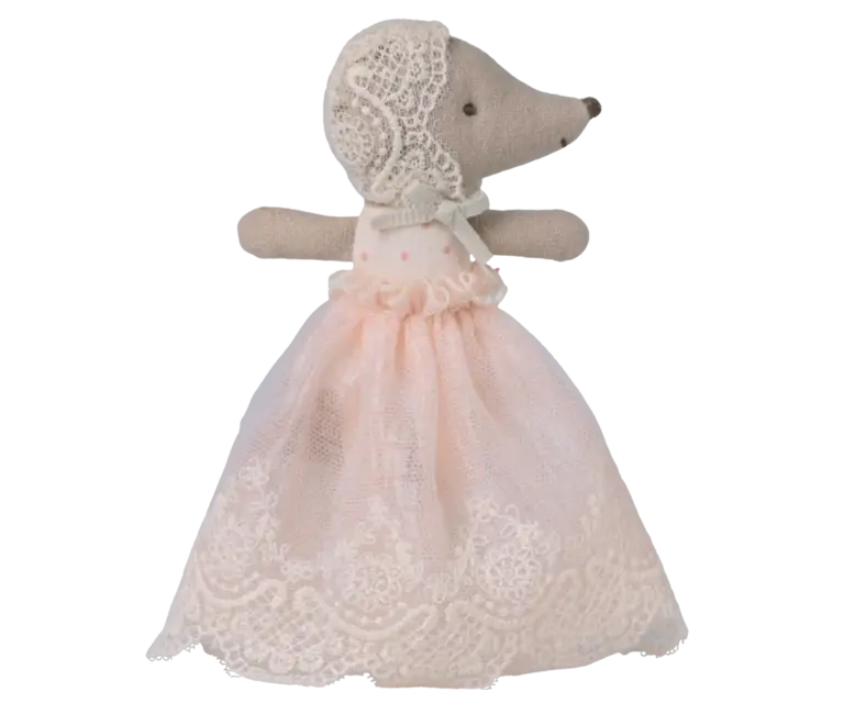 Maileg Maileg - baby mouse in gown powder