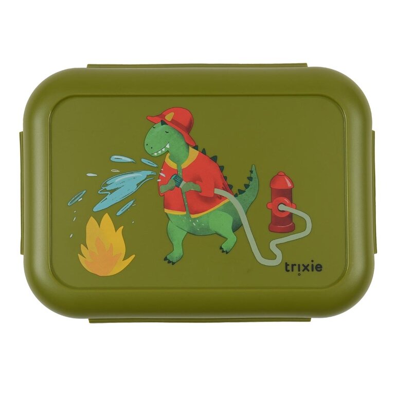 Trixie Trixie -Lunch box with clips - Fireman Mr. Dino