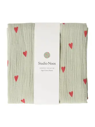 studio noos Studio noos - swaddle sage green heart 120x120
