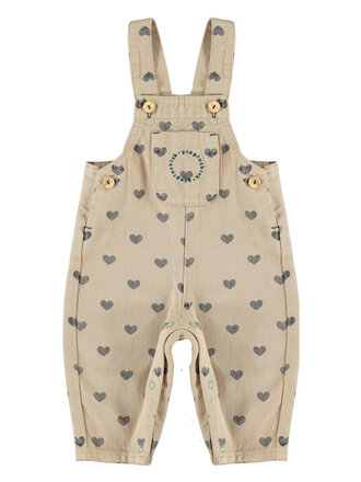 piupiuchick Piupiuchick - dungarees beige black hearts baby