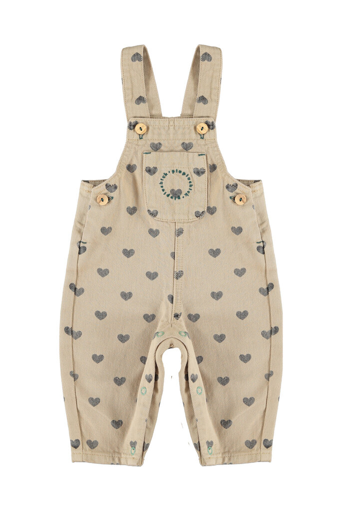 piupiuchick Piupiuchick - dungarees beige black hearts baby