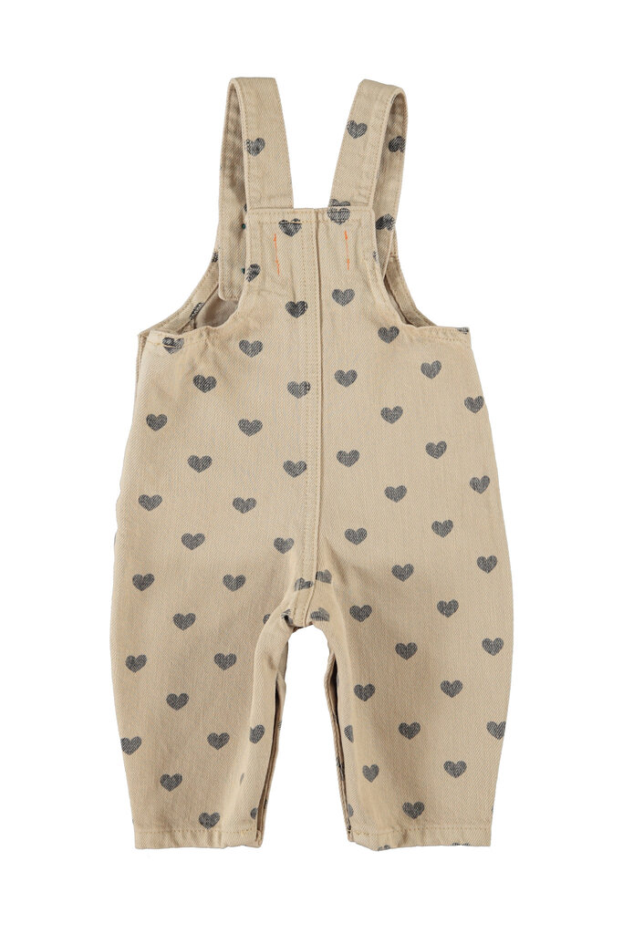 piupiuchick Piupiuchick - dungarees beige black hearts baby