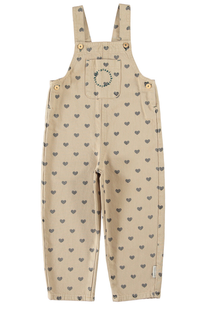 piupiuchick Piupiuchick - dungarees beige black hearts baby