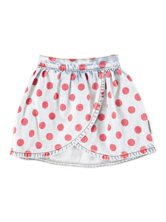piupiuchick Piupiuchick - short skirt light blue denim red dots