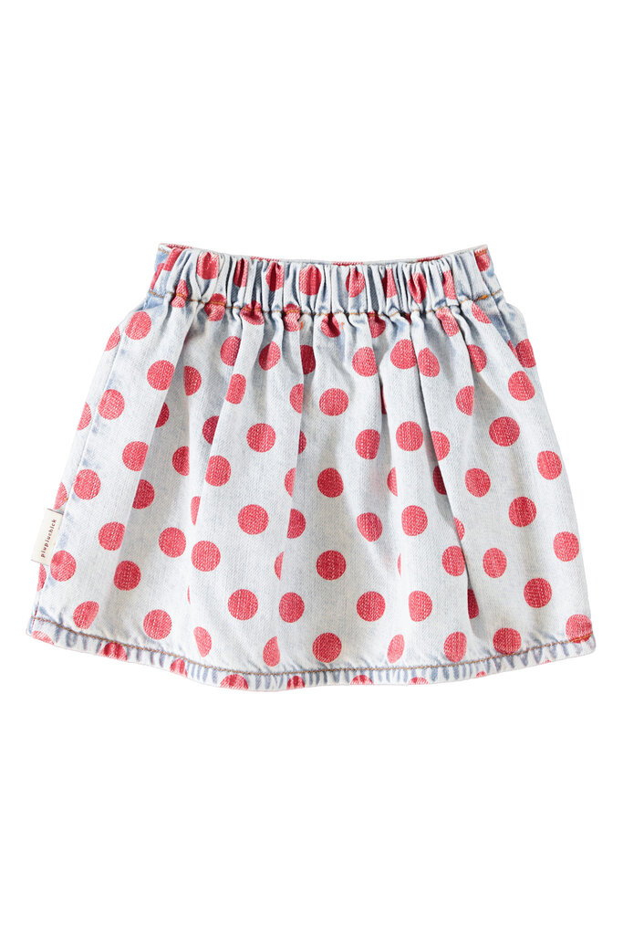 piupiuchick Piupiuchick - short skirt light blue denim red dots