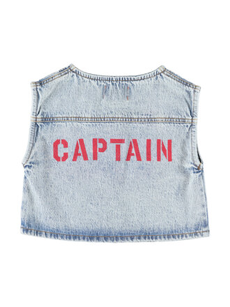 piupiuchick Piupiuchick - waistcoat fadded light blue denim captain