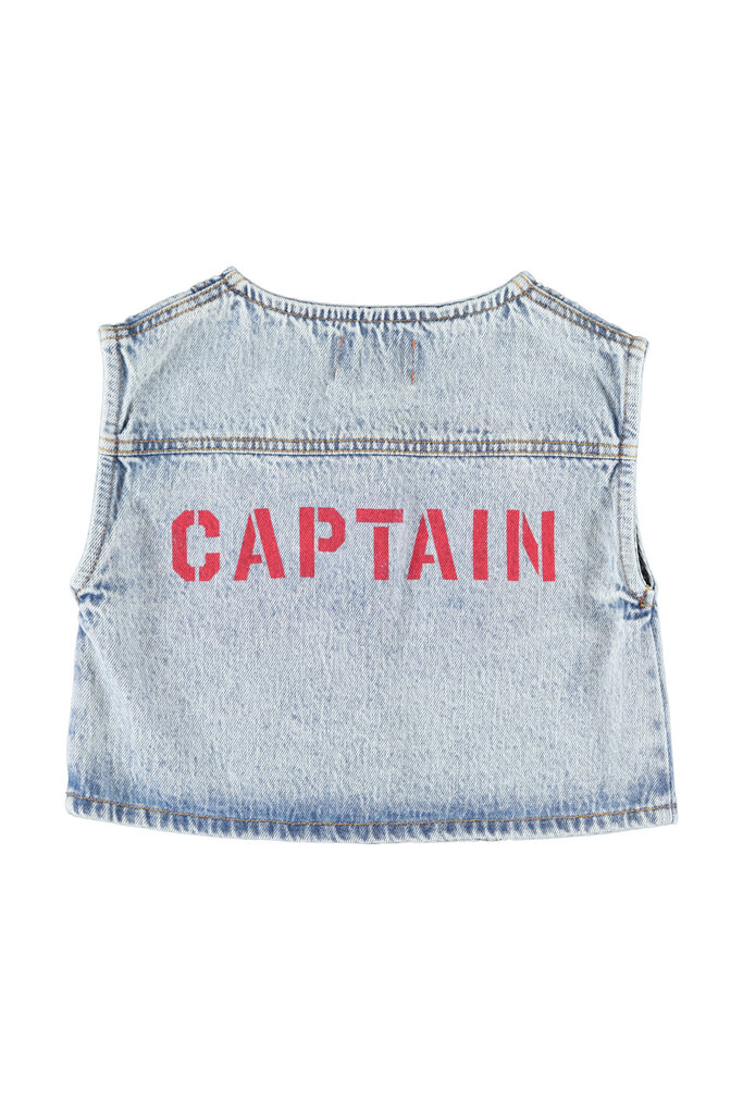piupiuchick Piupiuchick - waistcoat fadded light blue denim captain