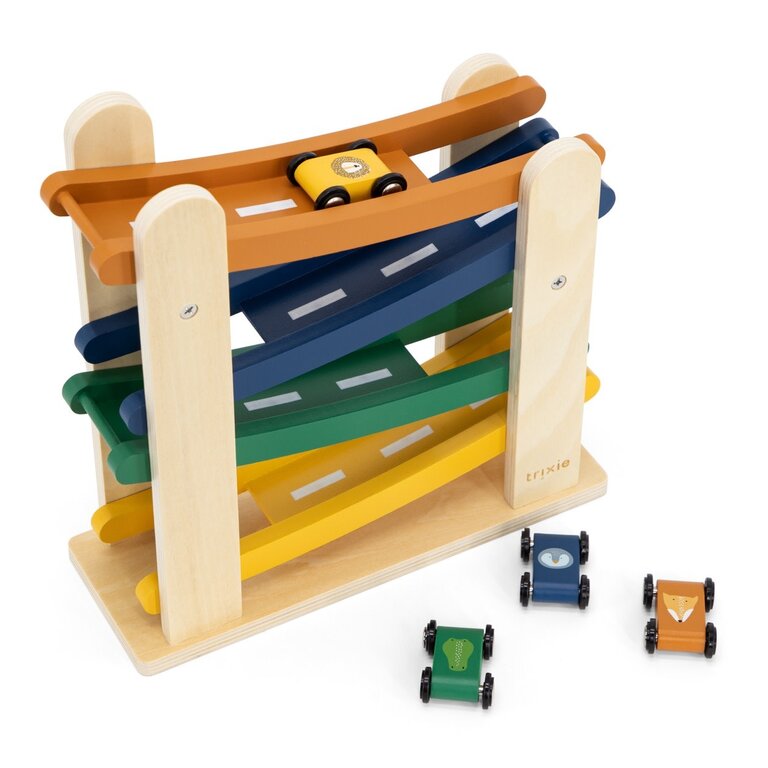 Trixie Trixie - Houten racebaan met 4 auto's