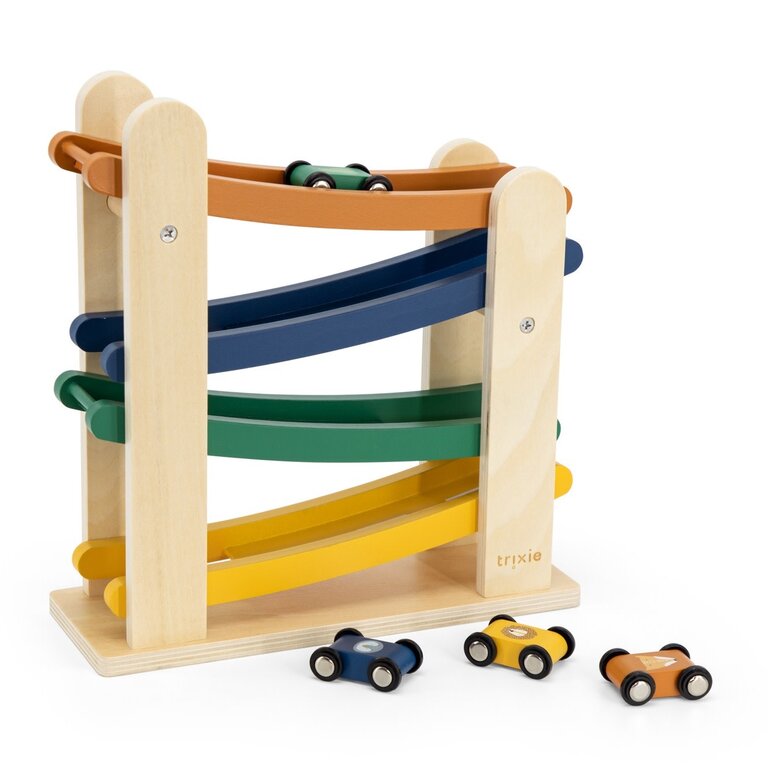 Trixie Trixie - Houten racebaan met 4 auto's