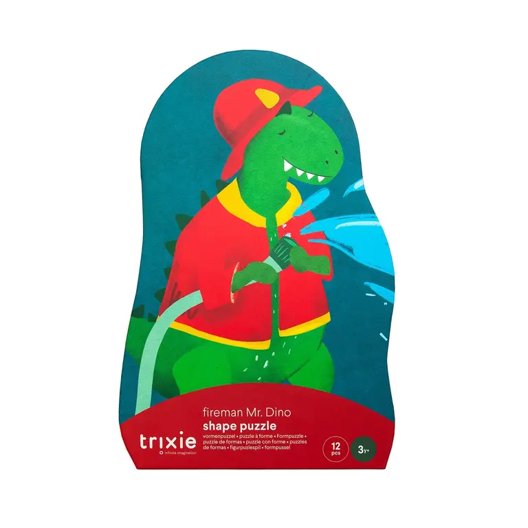Trixie Trixie - Vormenpuzzel - Brandweerman Mr. Dino - 12 stuks