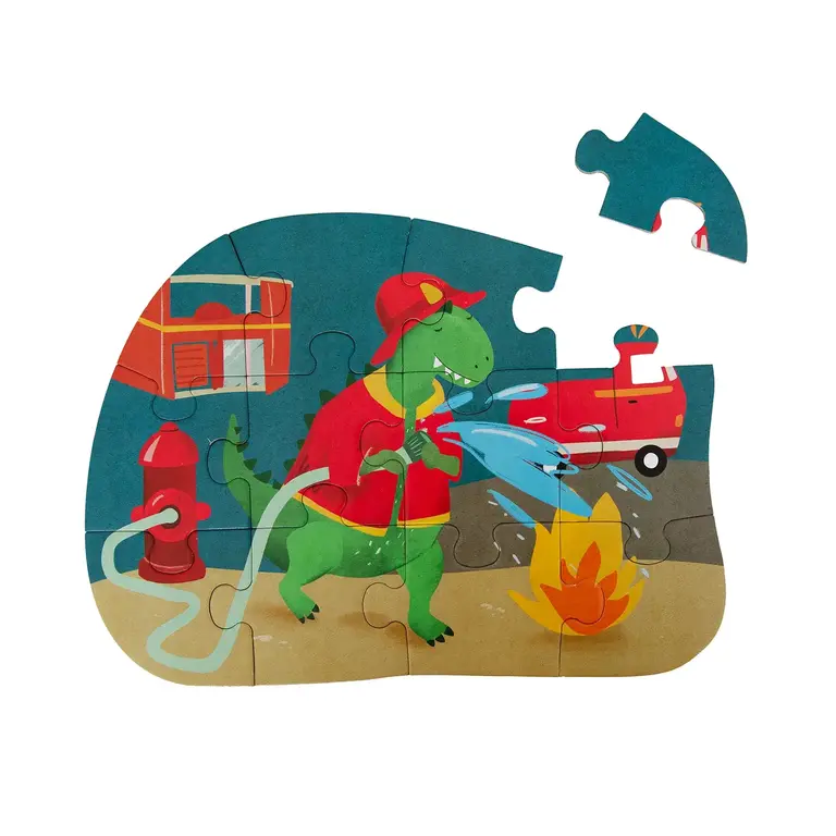 Trixie Trixie - Vormenpuzzel - Brandweerman Mr. Dino - 12 stuks