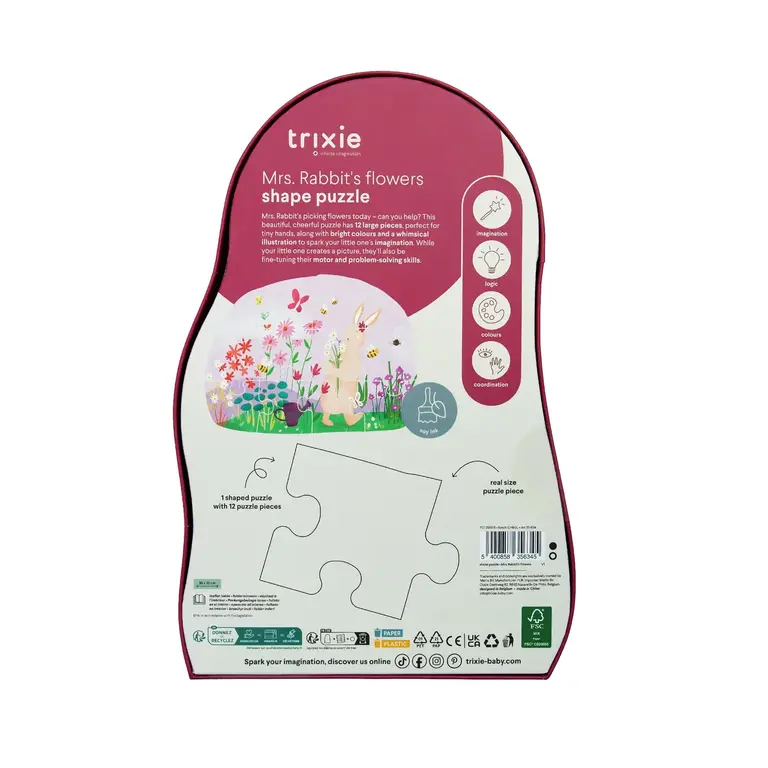 Trixie Trixie Vormenpuzzel - Mrs. Rabbits bloemen - 12 stuks