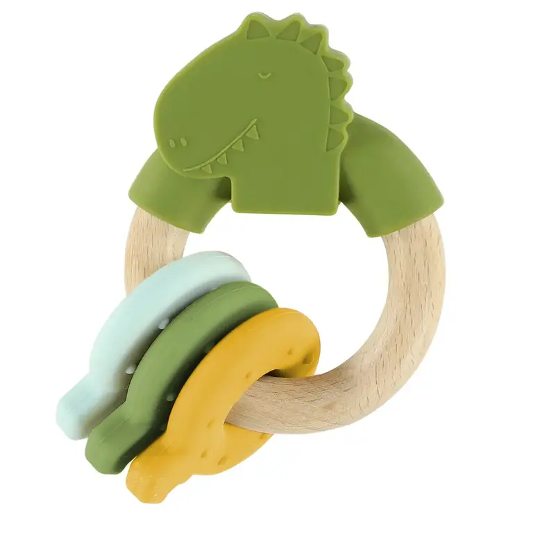 Trixie Trixie -Houten activiteitenring met silicone - Mr. Dino