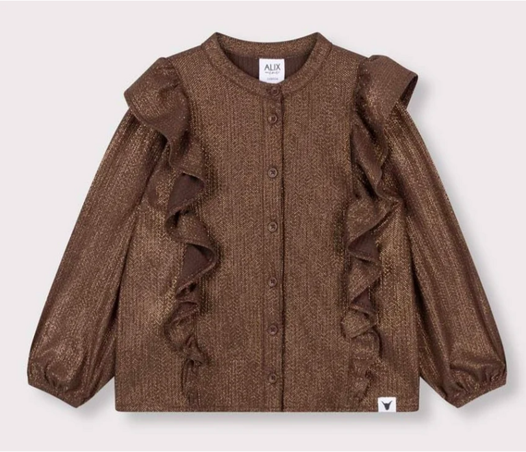 Alix the label alix mini - knitted shiny ruffle blouse