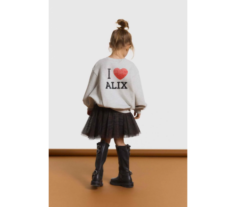 Alix the label Alix mini - knitted batwing sweater light grey