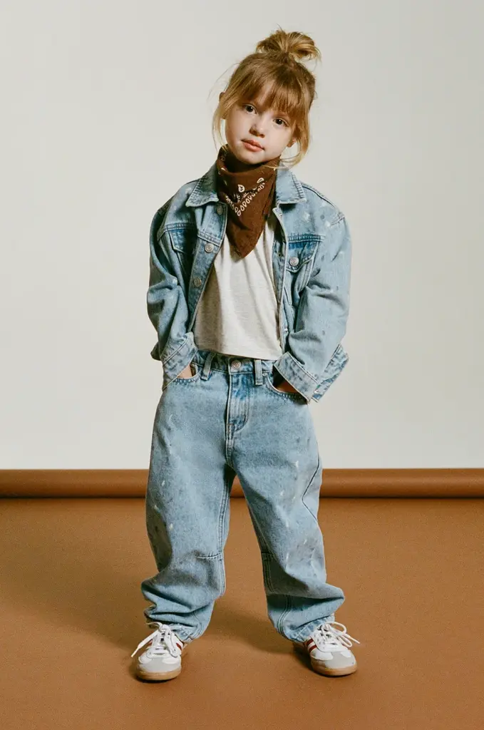 Alix the label Alix mini - woven painted spots denim pants