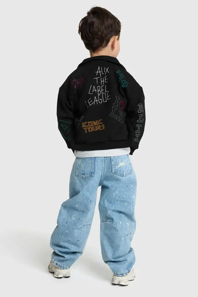 Alix the label Alix mini - woven painted spots denim pants