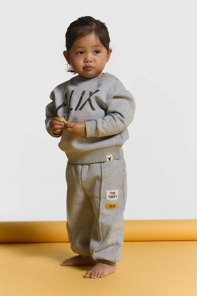 Alix the label alix mini - Baby knitted pintuck pants light grey