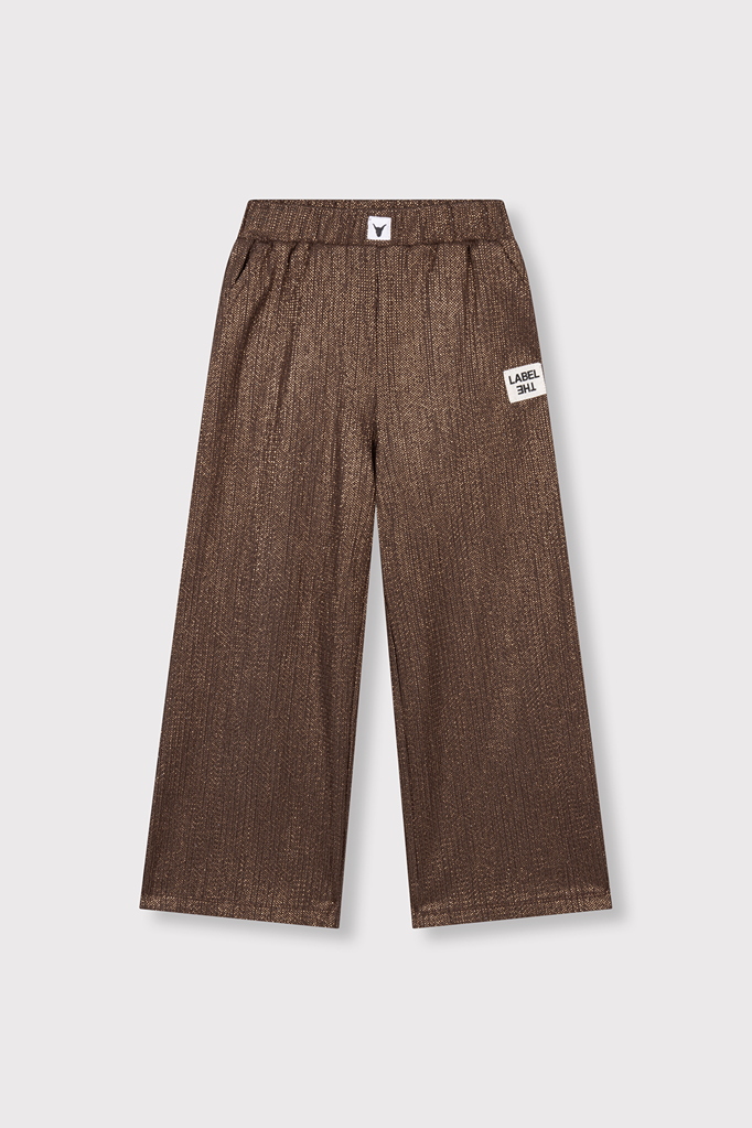 Alix the label Alix mini - shiny wide leg pants warm brown