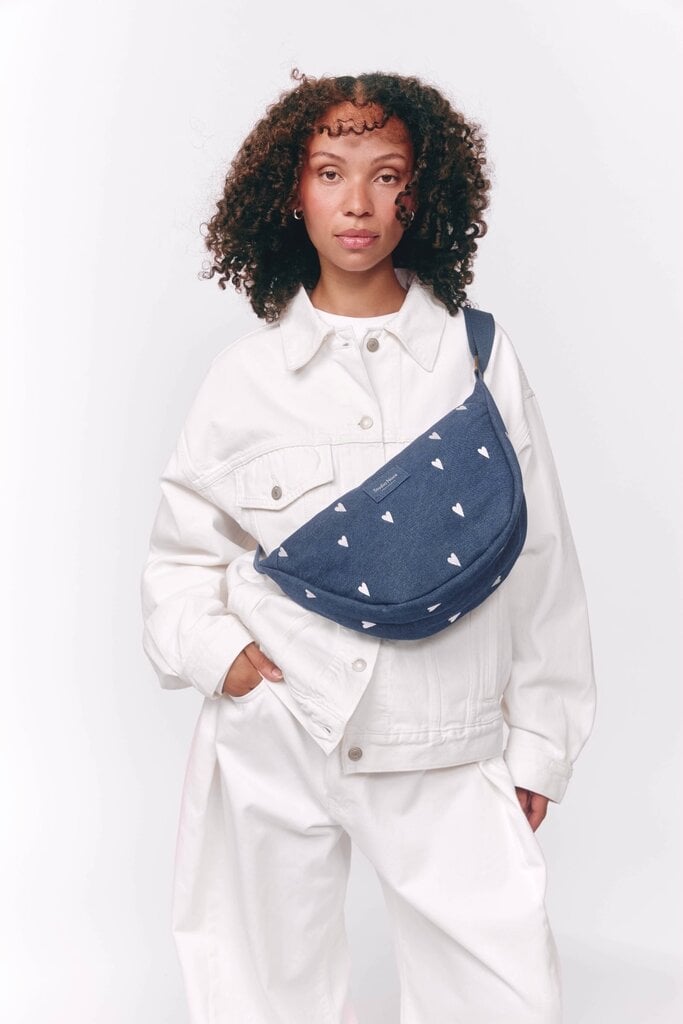 studio noos Studio Noos - adult fanny packDark Blue White Hearts