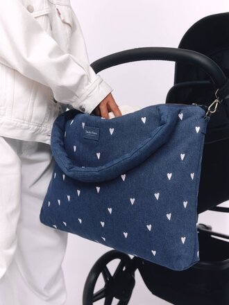 studio noos Studio Noos -Dark Blue White Hearts diaper bag