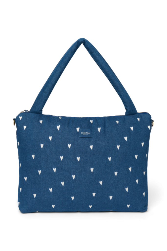studio noos Studio Noos -Dark Blue White Hearts diaper bag