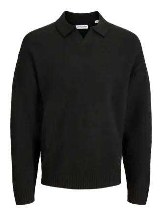 jack&jones JJ Soho knit split neck - black
