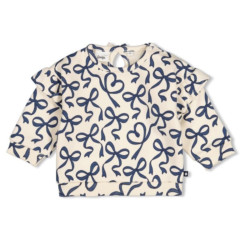 Feetje Feetje - sweater strikjes blauw