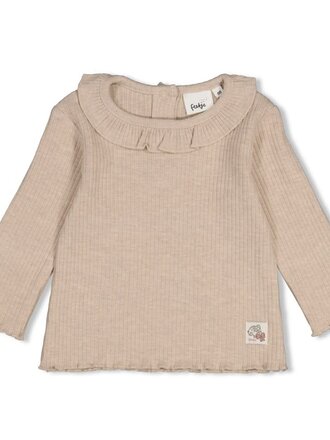 Feetje Feetje - longsleeve taupe ruffle