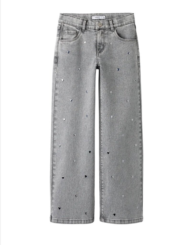 Name It Name it - wide Light Grey Denim HEART STUDS