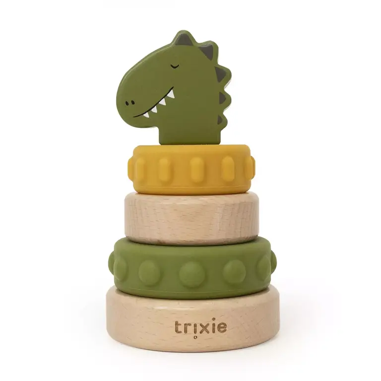Trixie Trixie -Wooden silicone stacking tower - Mr. Dino