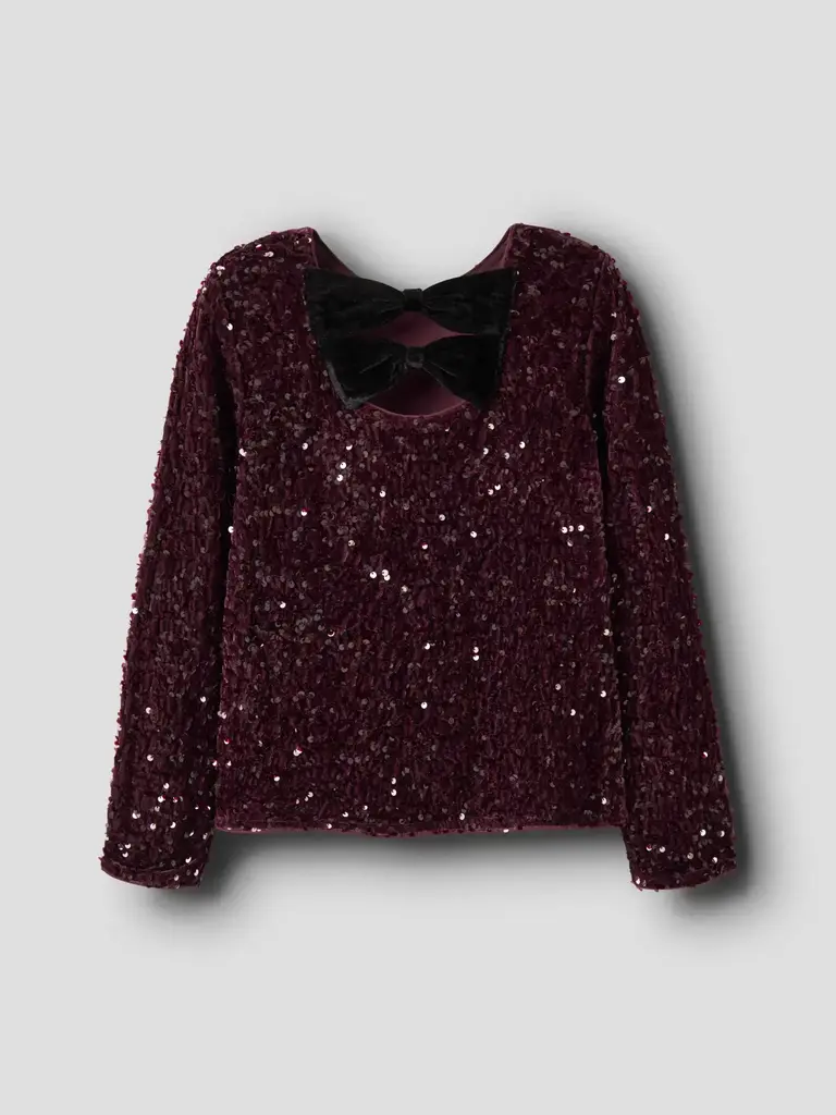 Name It Name it -Burgundy Glitter BLACK BOW TOP