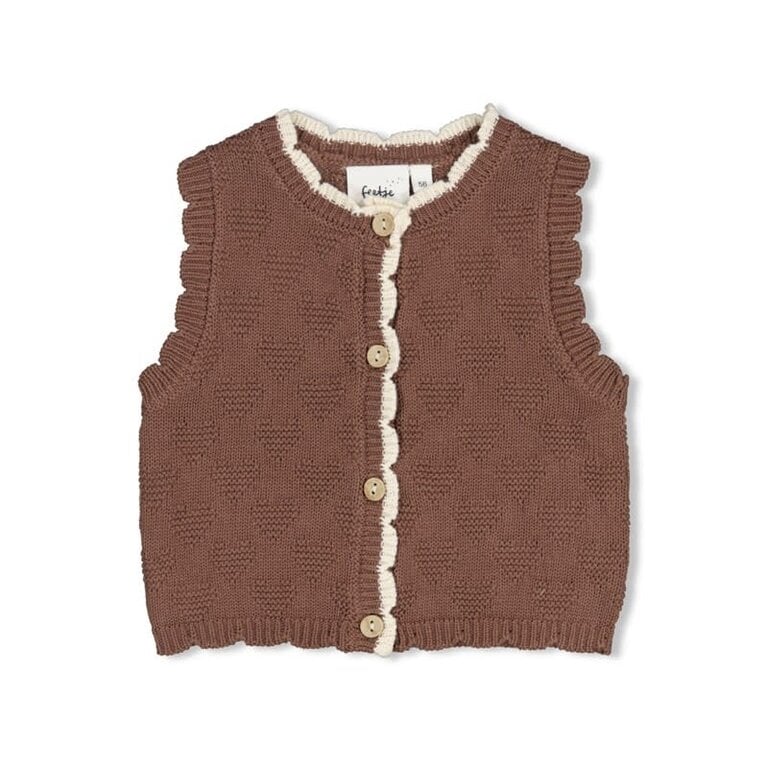 Feetje Feetje - gilet gebreid taupe