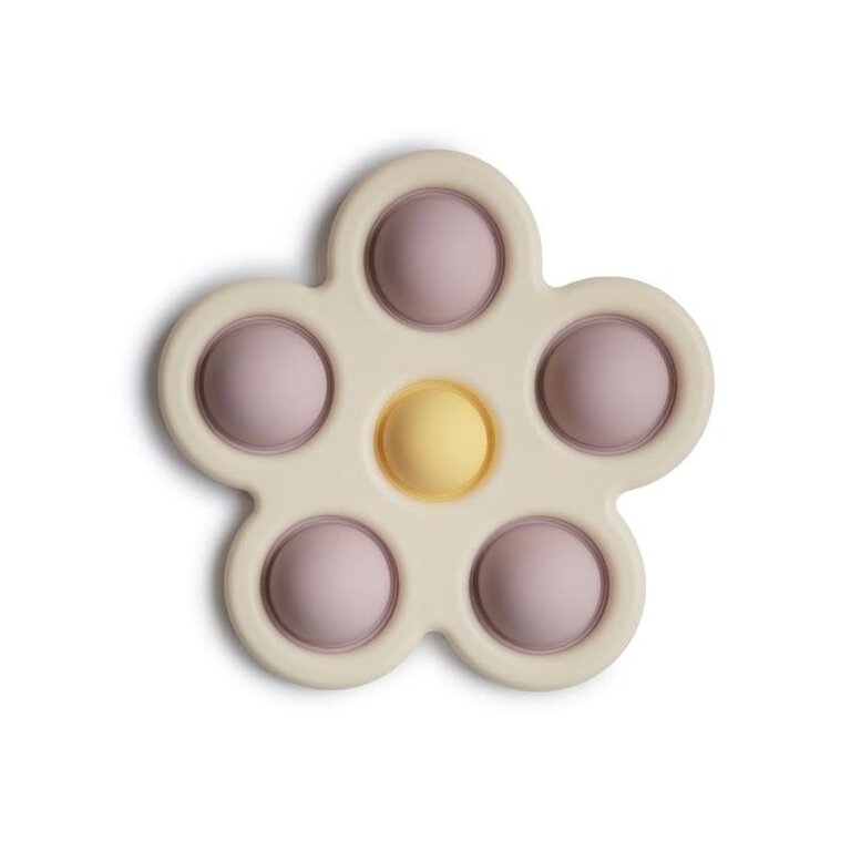Mushie MUSHIE - PRESS-TOY FLOWER - SOFT LILAC/DAFFODIL/IVORY