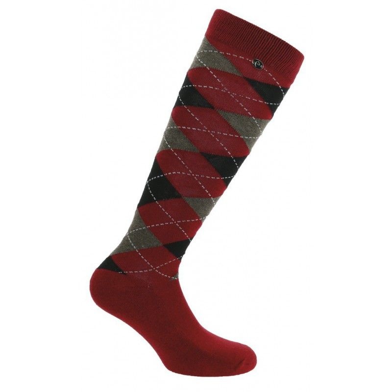 red argyle knee high socks