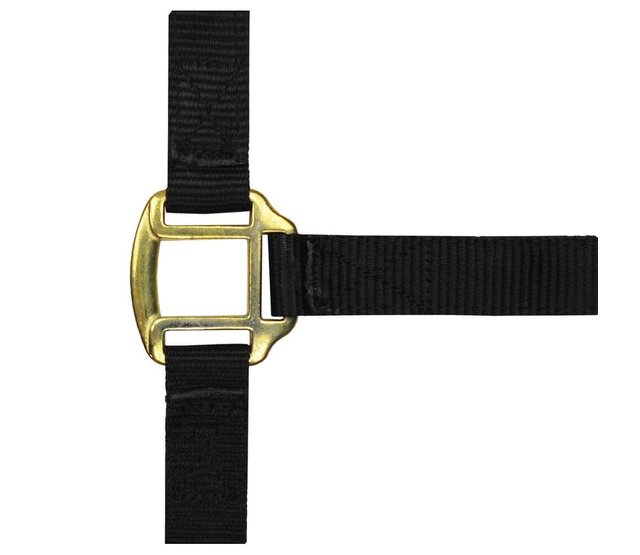 Licol nylon noir doublé cuir pour cheval de trait