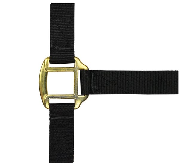 Zwart nylon halster met lederen voering voor pony