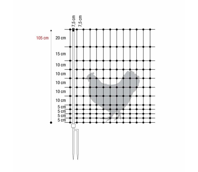 Niet-geëlektrificeerd pluimveenet 105 cm - 50m
