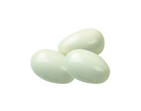 Batch of 3 dummy painted wooden eggs, hens