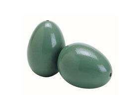 Lot de 2 oeufs factices en bois peint, faisans