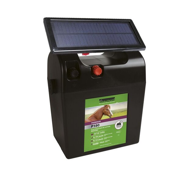 Électrificateur à pile PADDOCK P180 avec panneau solaire 2.5W BEAUMONT