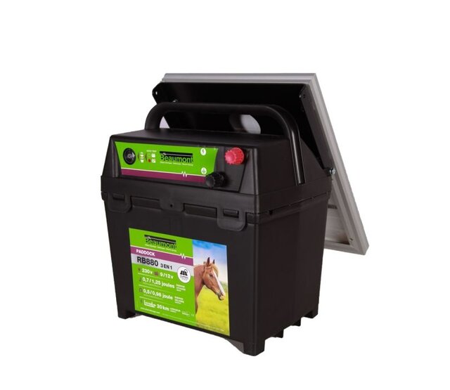 Électrificateur mixte PADDOCK RB880 avec panneau solaire 10W BEAUMONT