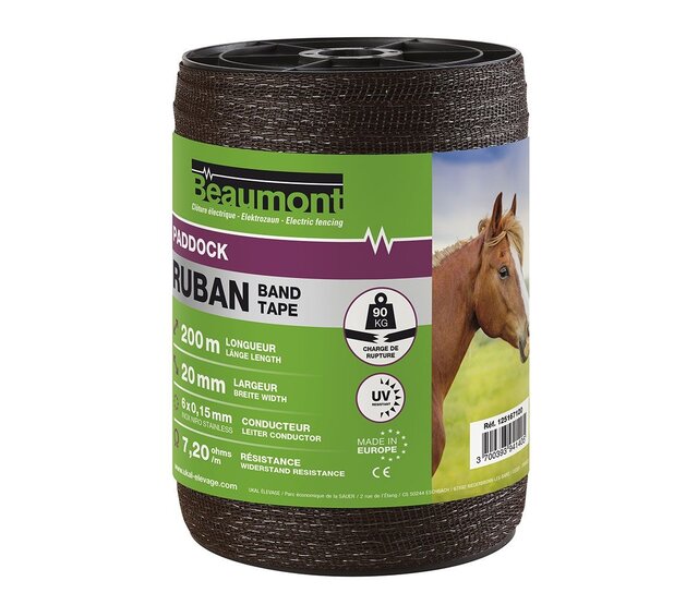 Ruban 20mm/200m marron PADDOCK BEAUMONT Ruban 20mm/200m marron PADDOCK BEAUMONT